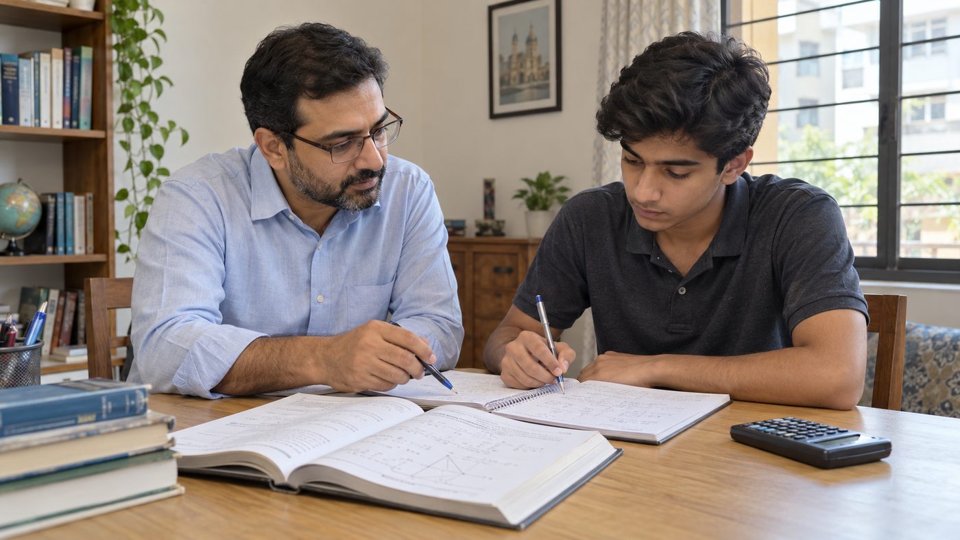 A tutor guiding a student through a maths problem